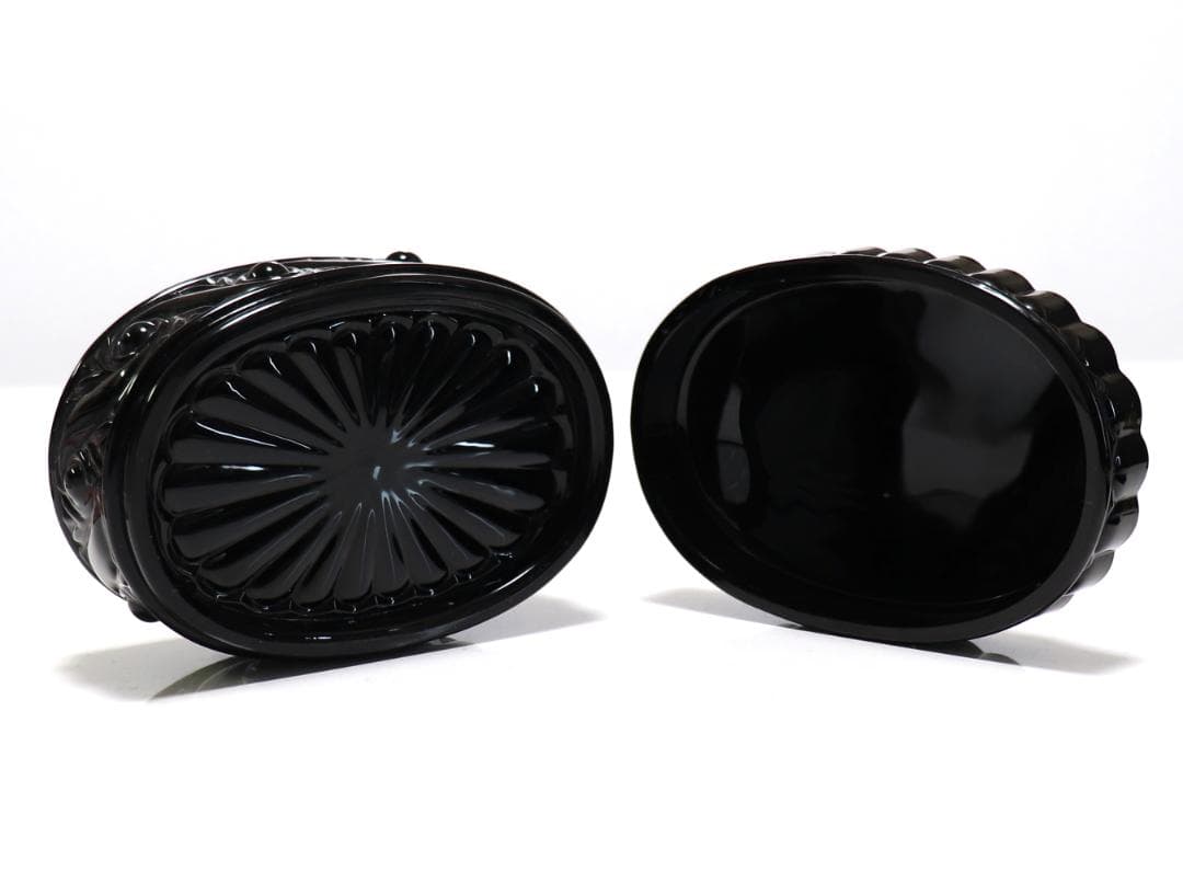 バカラ 希少型 最大 690g ブラッククリスタルガラス製 漆黒の蓋物 ロシア