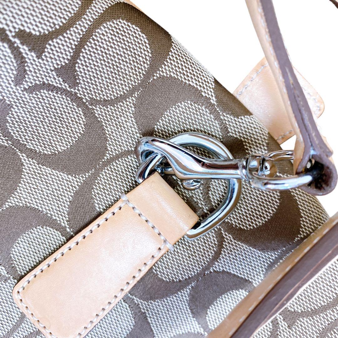 【美品】COACH コーチ 4254 シグネチャー キャンバス レザー ボストン