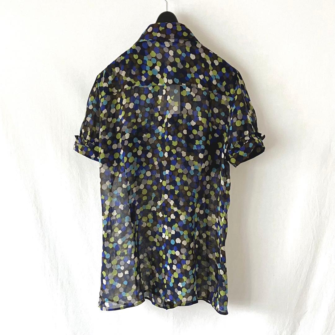 新品 MARELLA マレーラ コットンシルクブラウス 半袖 マルチドット 44