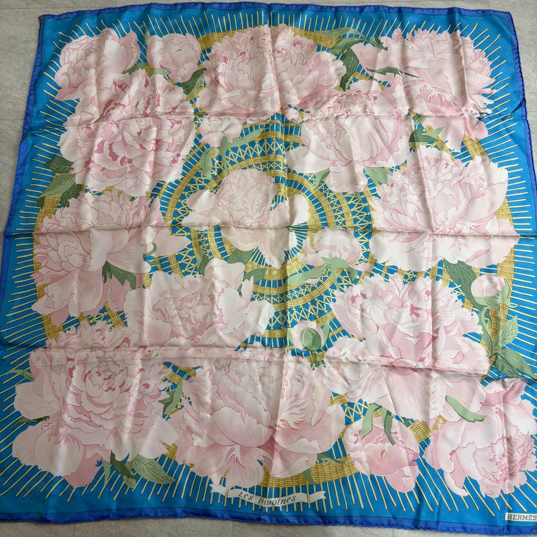 HERMES エルメス カレ90 Les Pivoines 芍薬 スカーフ