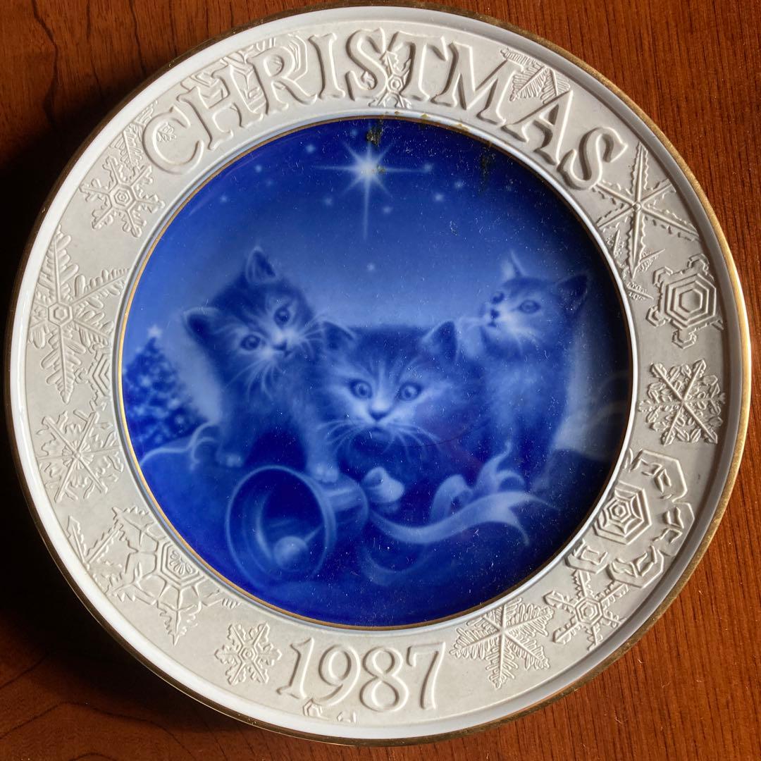 Okura cat family1987年限定クリスマス プレート猫1987年製