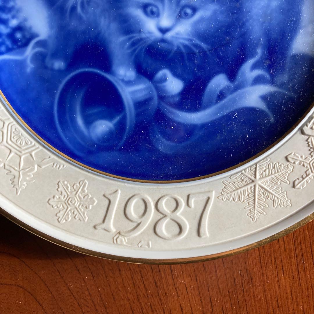 Okura cat family1987年限定クリスマス プレート猫1987年製