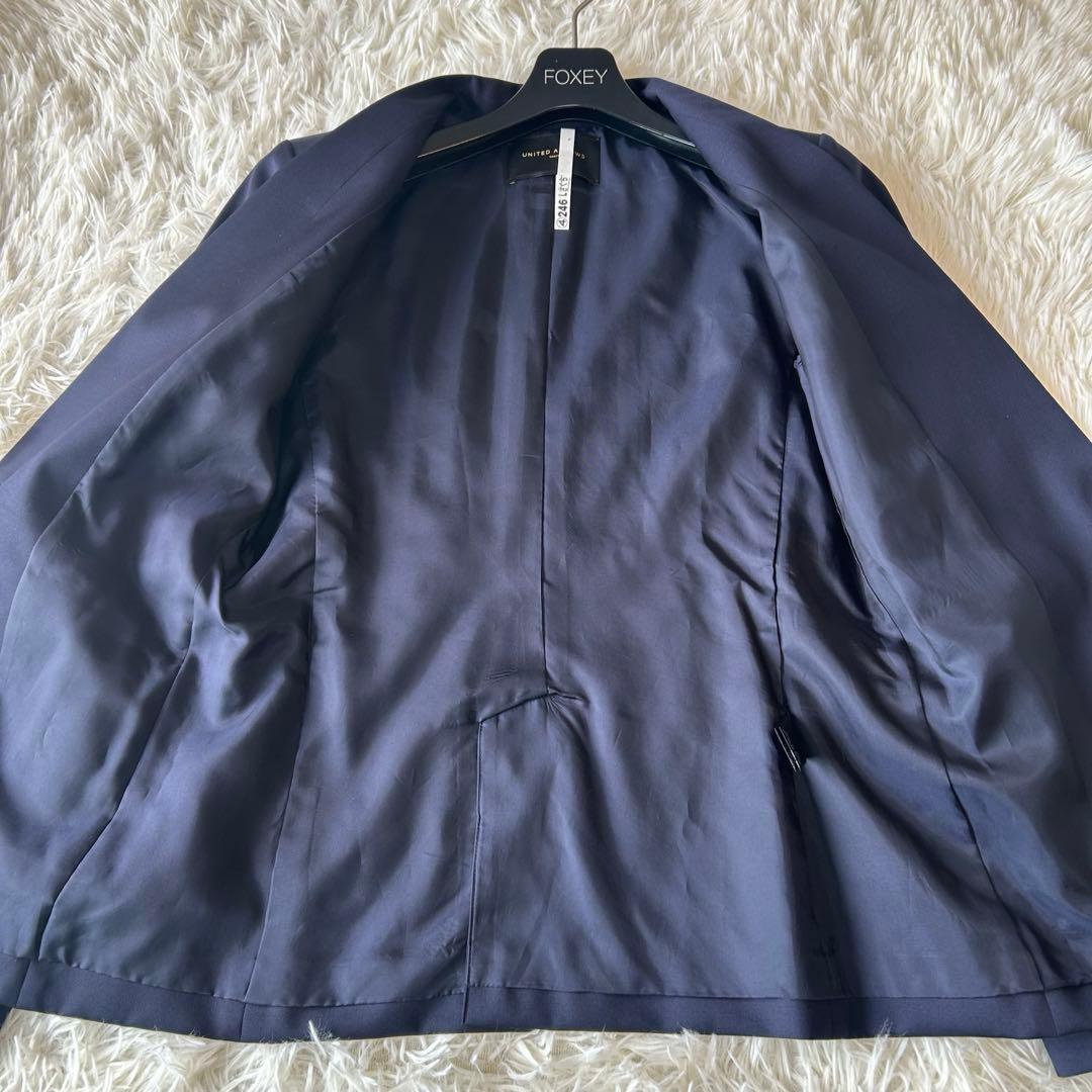 美品　近年モデル　ユナイテッドアローズ ノーカラーパンツセットアップスーツ　紺