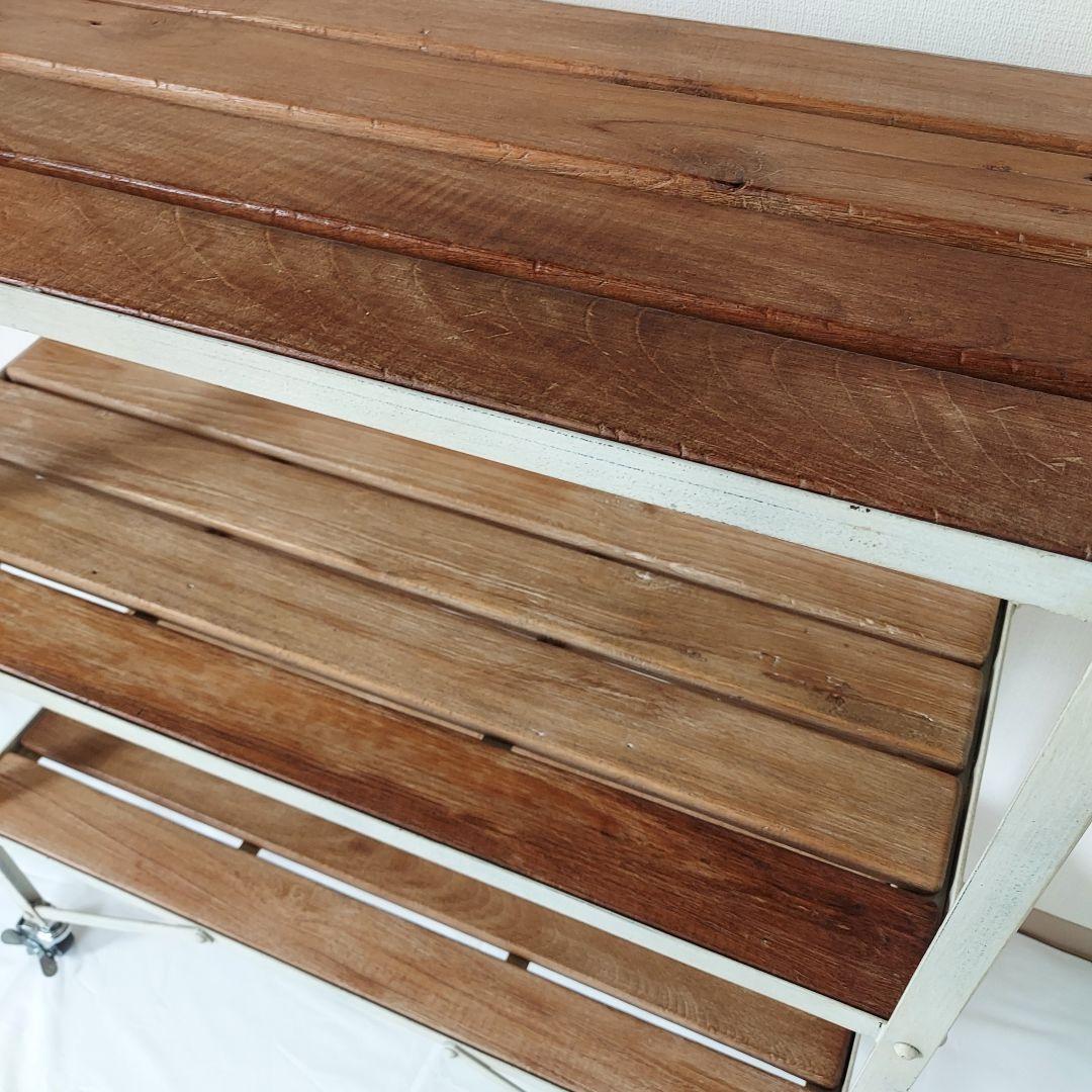 オールドメゾン キャスター付 アイアン オープンシェルフ お手入れワックス付