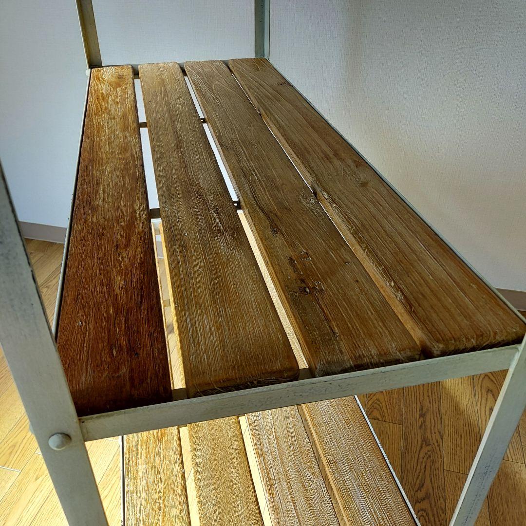 オールドメゾン キャスター付 アイアン オープンシェルフ お手入れワックス付