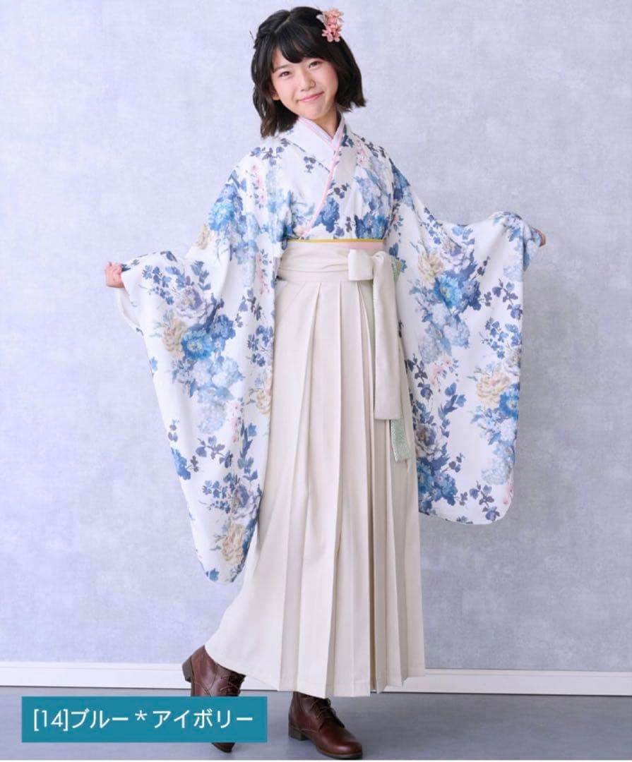 簡単着付け　髪飾り付き　小学生袴 卒業式　Mサイズ