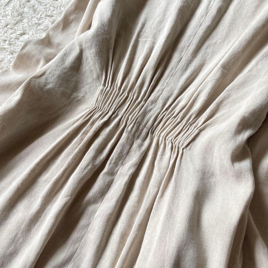 【近年】セオリーリュクス　麻混ロングチェスターコート　バックギャザー　銀ボタン