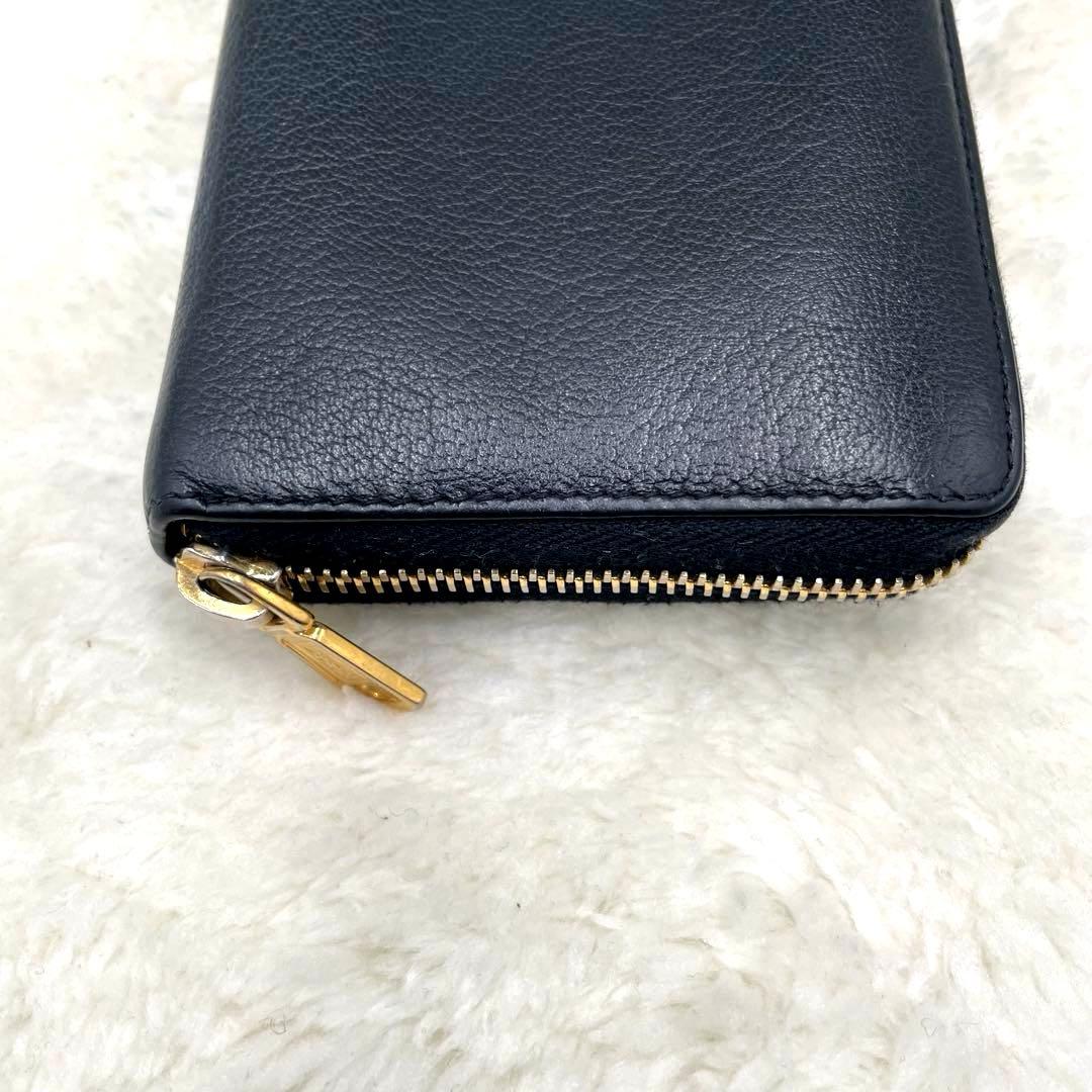 美品 サンローラン 長財布 カサンドラ エンボス ラウンドファスナー ブラック