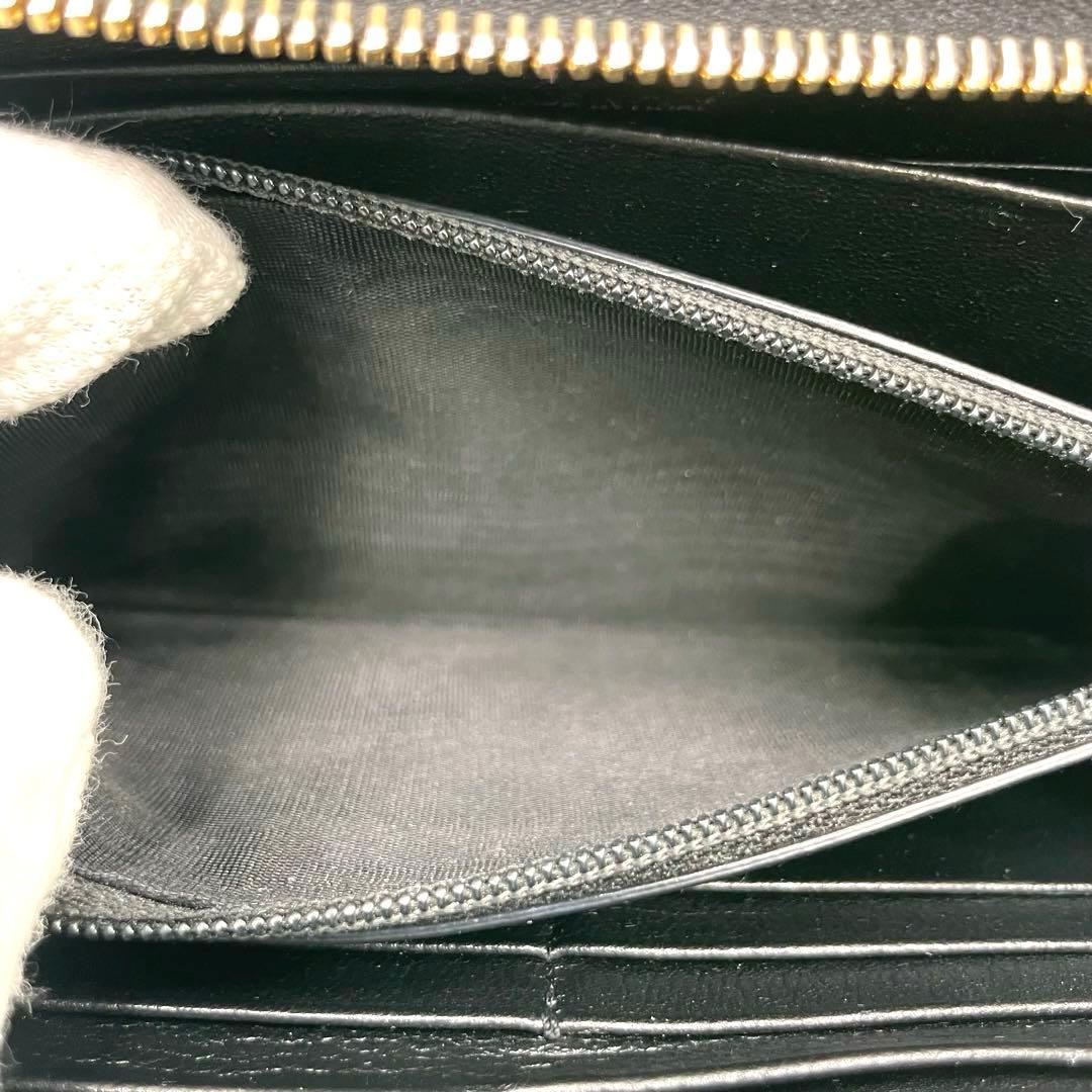 美品 サンローラン 長財布 カサンドラ エンボス ラウンドファスナー ブラック