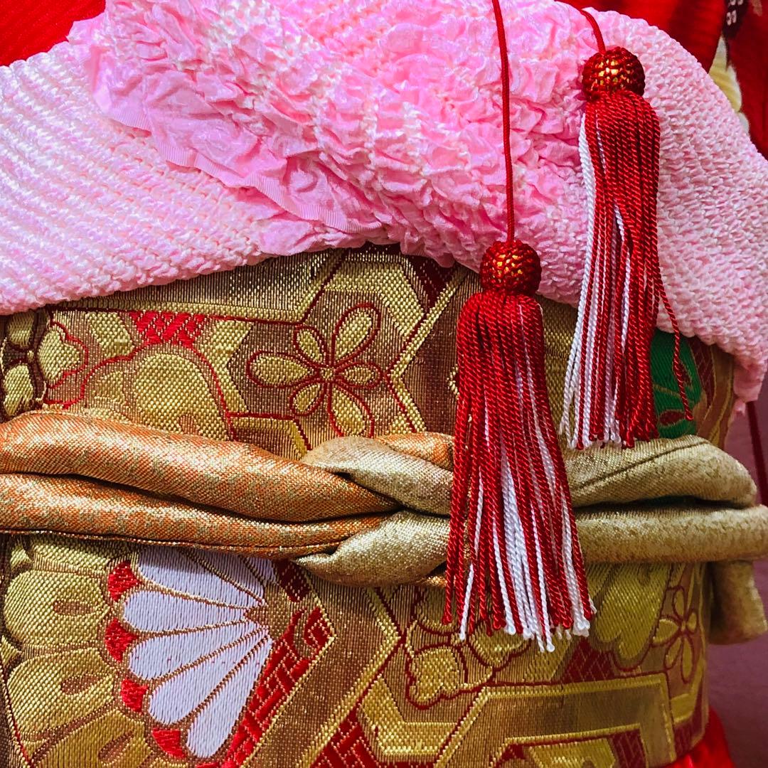 七五三七歳‼️完全フルセット‼️人気赤地に絞り柄豪華❤️か金彩金箔煌びやか際立つ