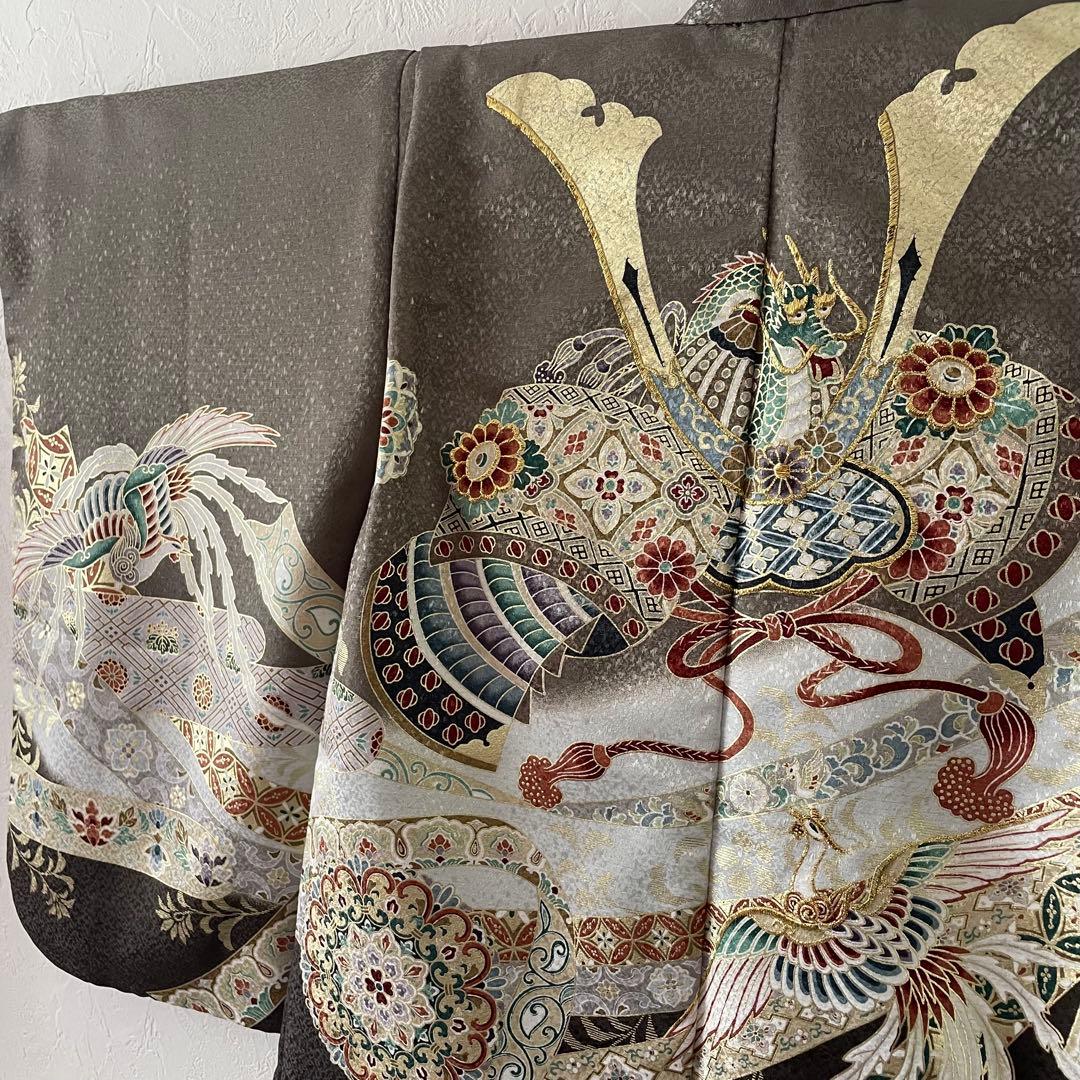 美品　七五三　5歳　羽織　袴セット　グレー色