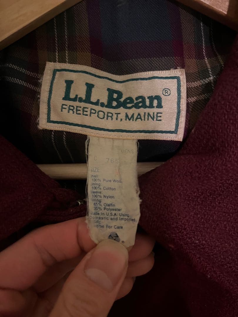 llbean 80s ウールジャケット　ワインレッド 裏地チェック　USA製