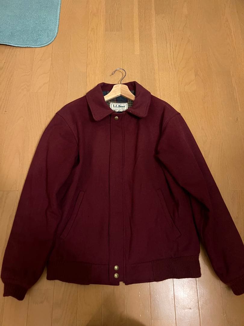 llbean 80s ウールジャケット　ワインレッド 裏地チェック　USA製
