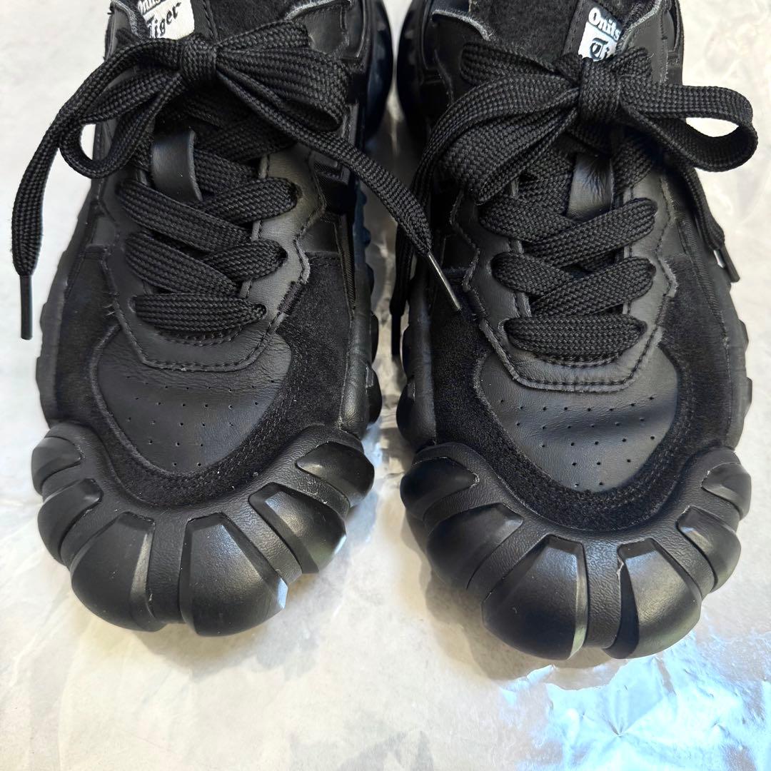 美品オニツカタイガー DENTIGRE LS 24.5 黒 オールブラック 厚底