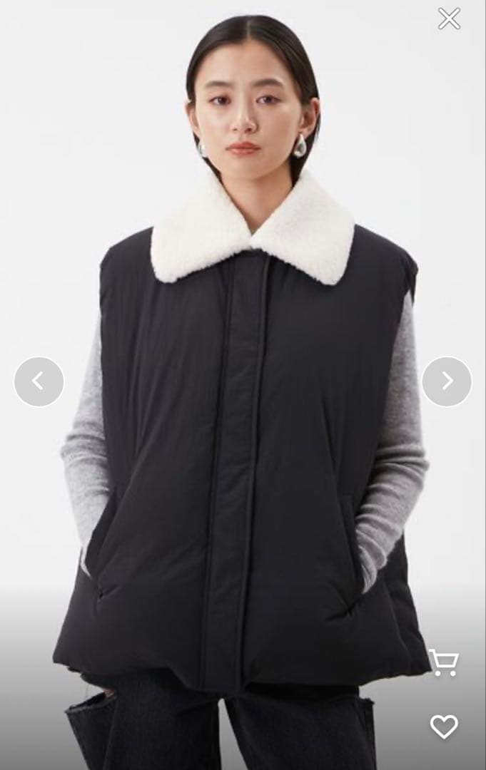 新品 Mila Owen ボア衿リサイクルダウンベスト 黒