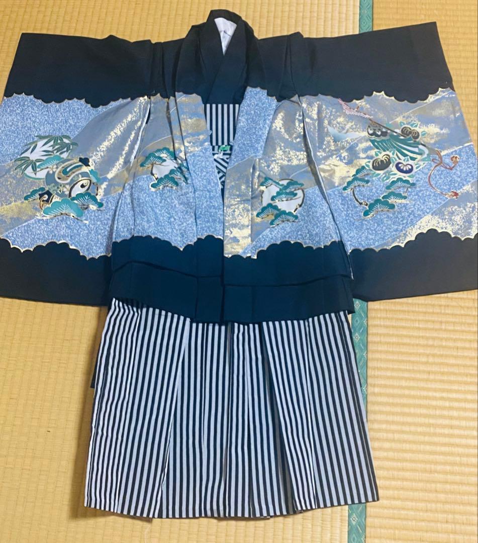 七五三　5歳　男の子セット　着物　袴　羽織 小物　美品　鷹模様