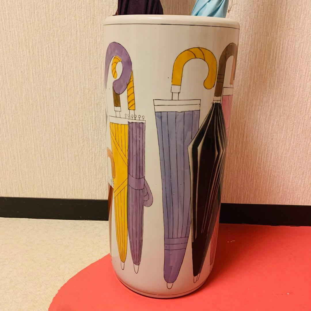 傘柄の傘立てハンドペインティング陶器