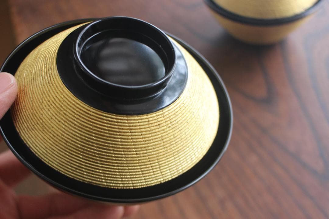 時代逸品！極上金塗糸目の美しいお椀2点（検輪島塗京塗雑煮椀