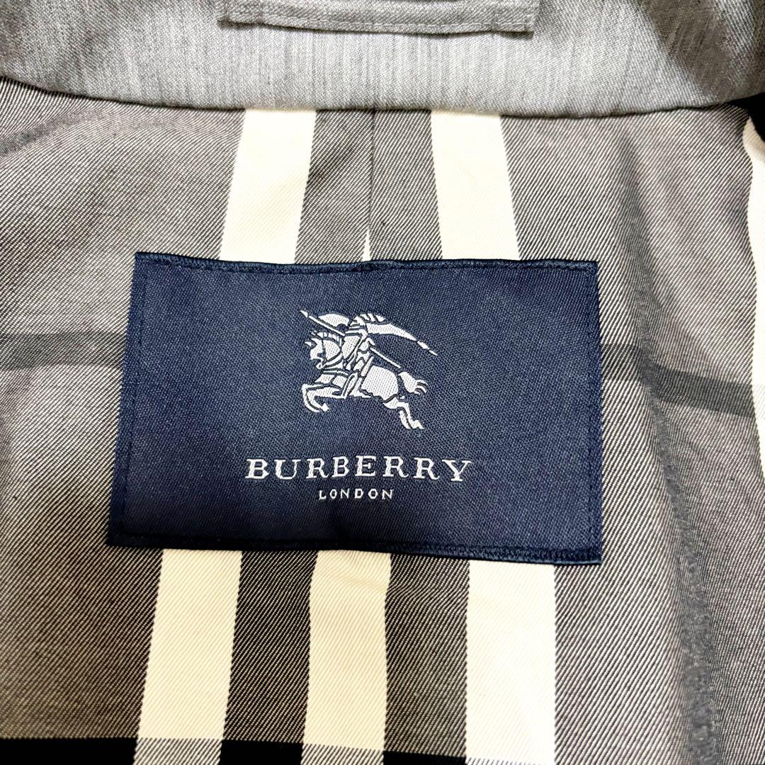 良品　バーバリーロンドン　トレンチコート　ノバチェック　グレー　L シルク