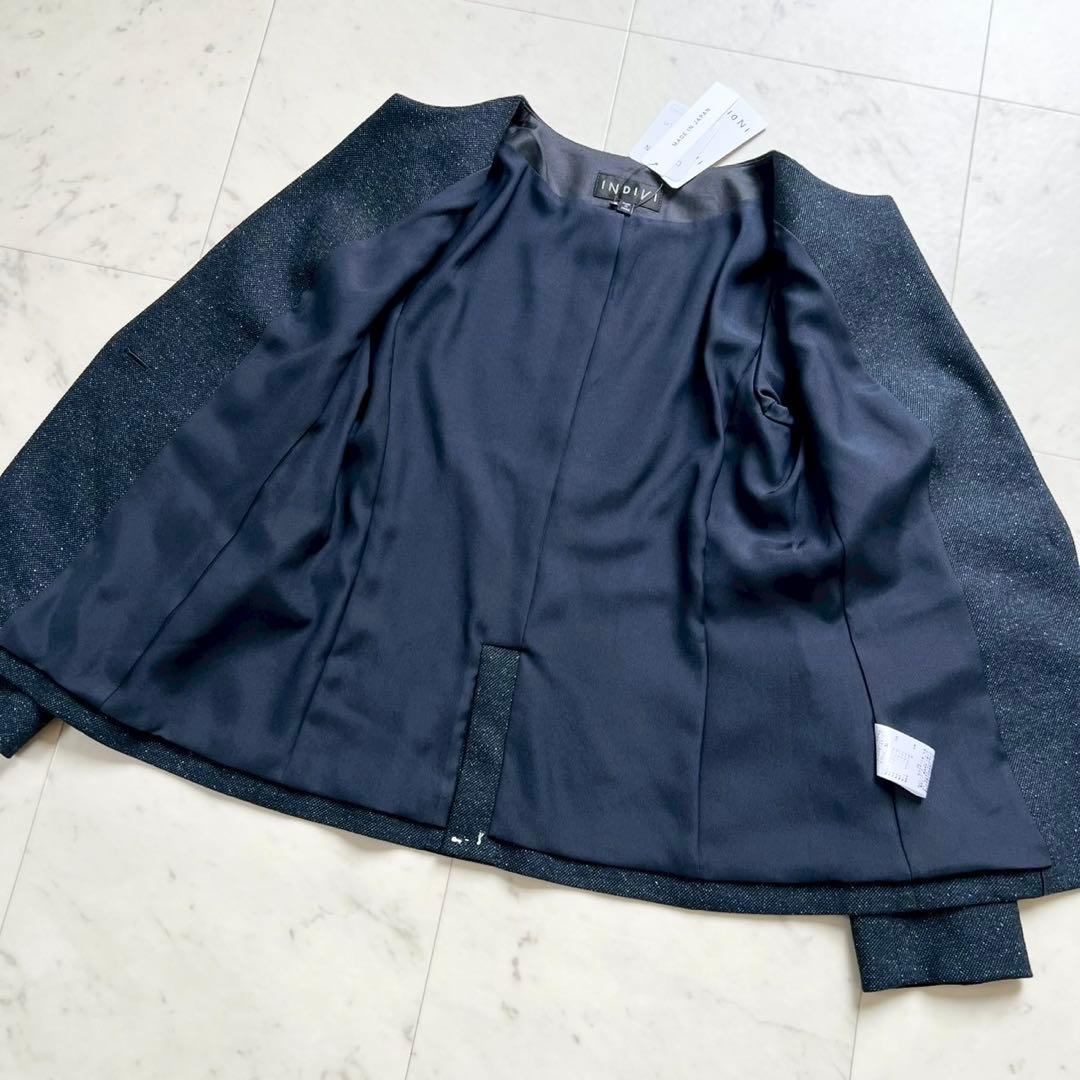 定価5万 タグ付✨️INDIVI マルチネップ パンツスーツ ネイビー 38