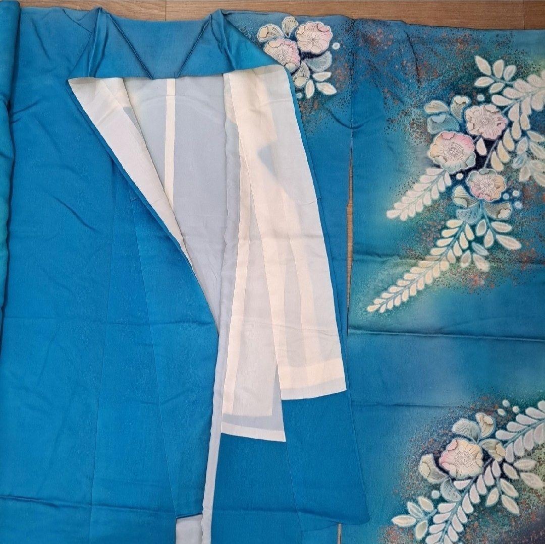 専用 長襦袢セット 正絹振袖 ブルーラメ入り金彩辻ヶ花 成人式 に最適