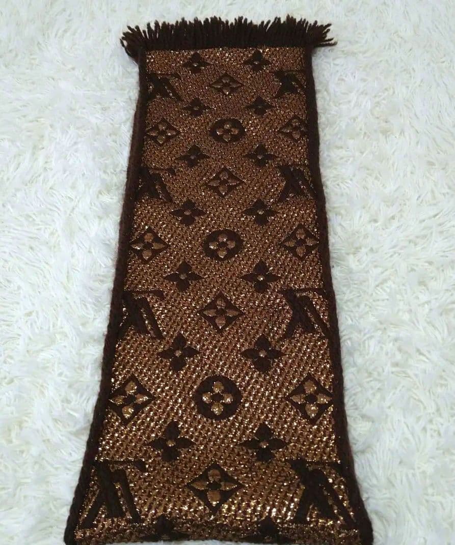 LOUIS VUITTONルイヴィトン国内正規ロゴマニアモノグラムマフラーマロン