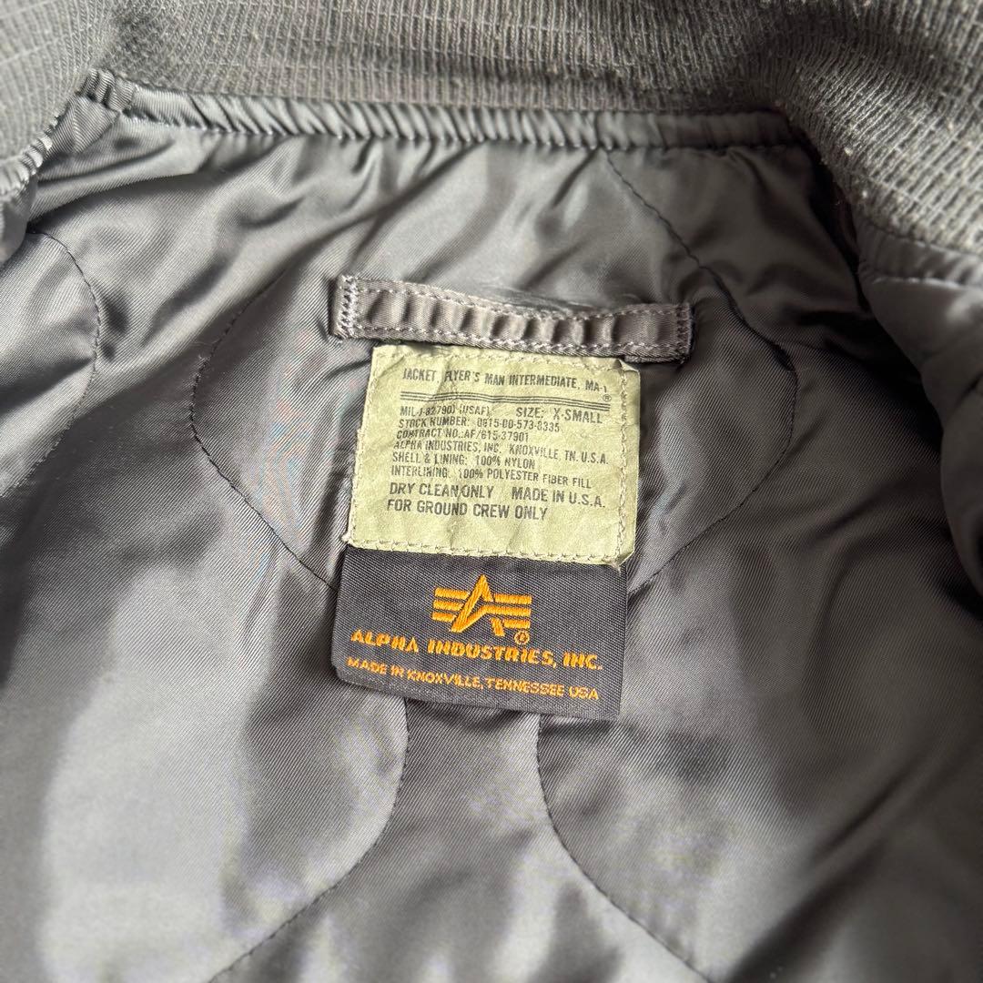 90s USA製 ALPHA \"GROUND CREW\" MA-1 MA1 XS