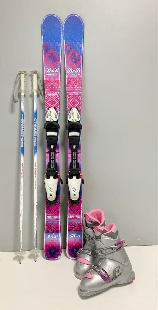 ジュニアスキー　4点セット　BXB 板118cm／ブーツ21〜21.5cm