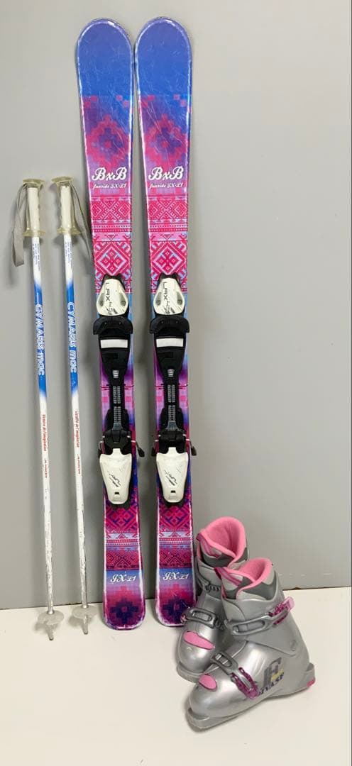 ジュニアスキー　4点セット　BXB 板118cm／ブーツ21〜21.5cm