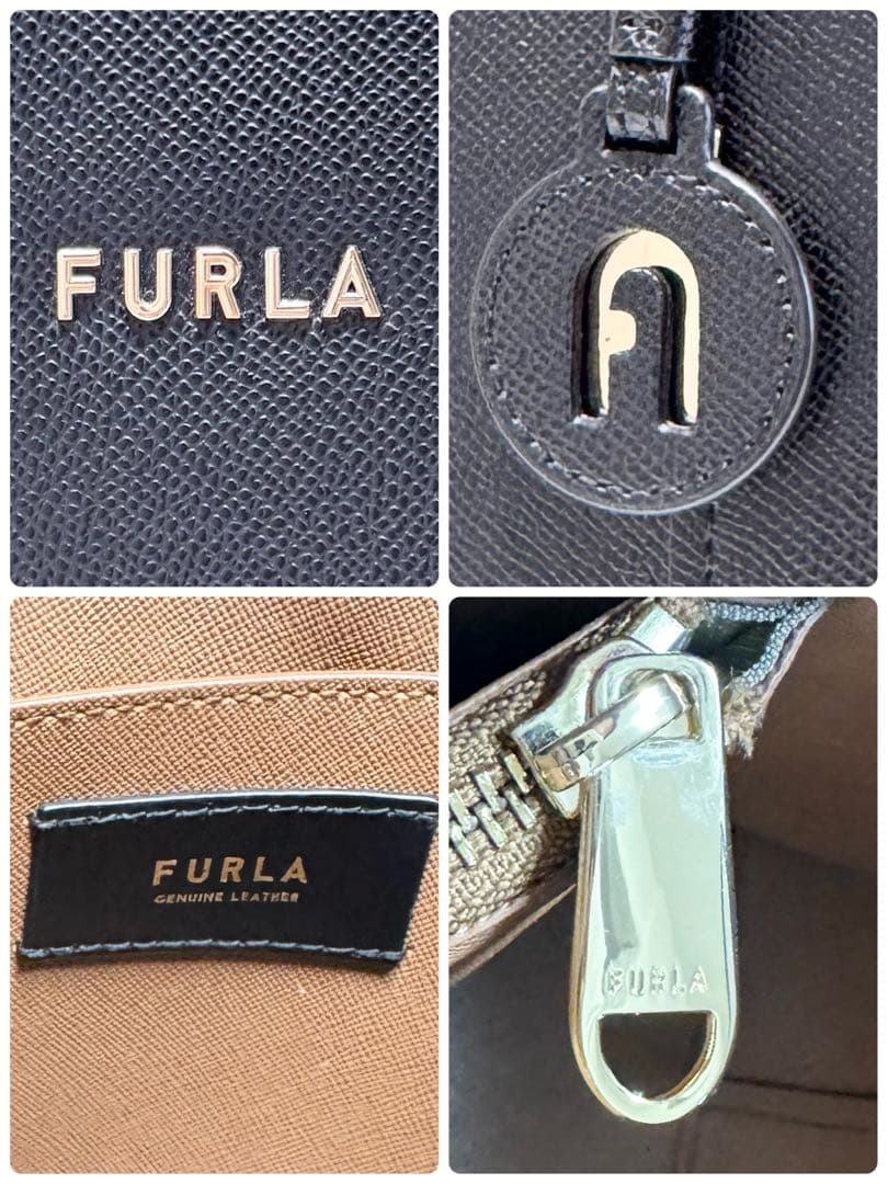 フルラ ヴィットリア トートバッグ 現行アーチロゴ ブラック サフィアーノレザー