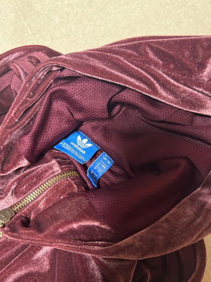 adidas ワインカラーベロアジャージ上下　美品