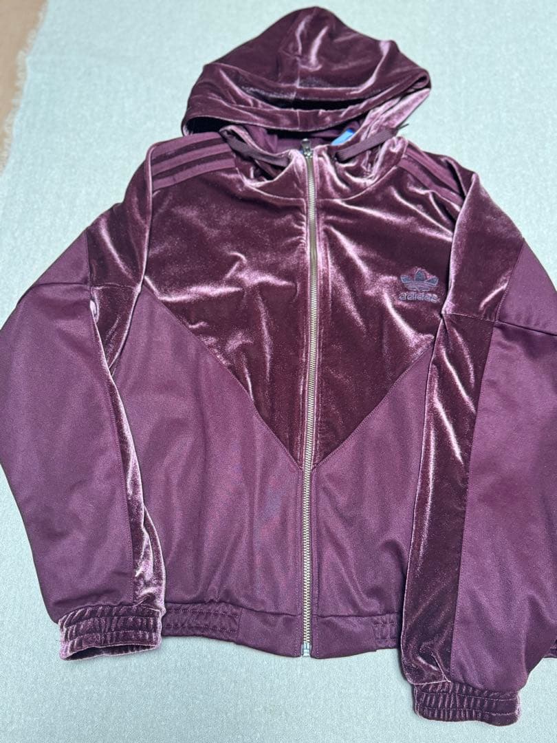 adidas ワインカラーベロアジャージ上下　美品