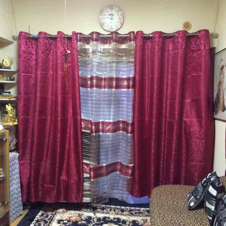 カーテン新品 ポール使用 インテリア