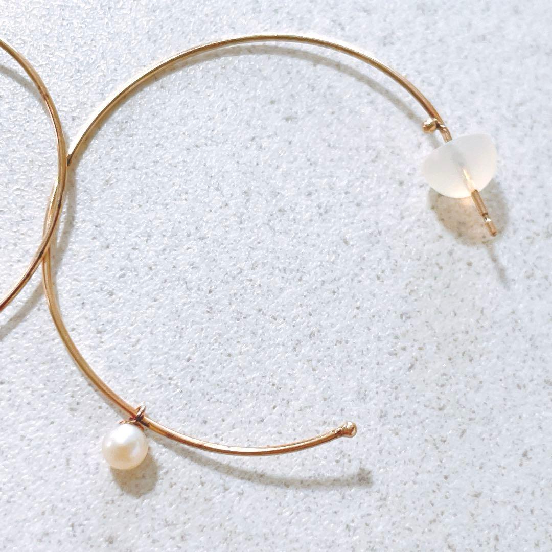 o*a様 美品 les bonbon K10 パール フープピアス