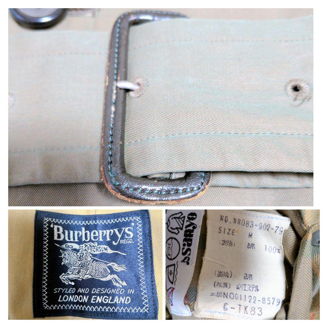 バーバリー トレンチコート 玉虫色 カーキ メガチェック ダブル ベルト М