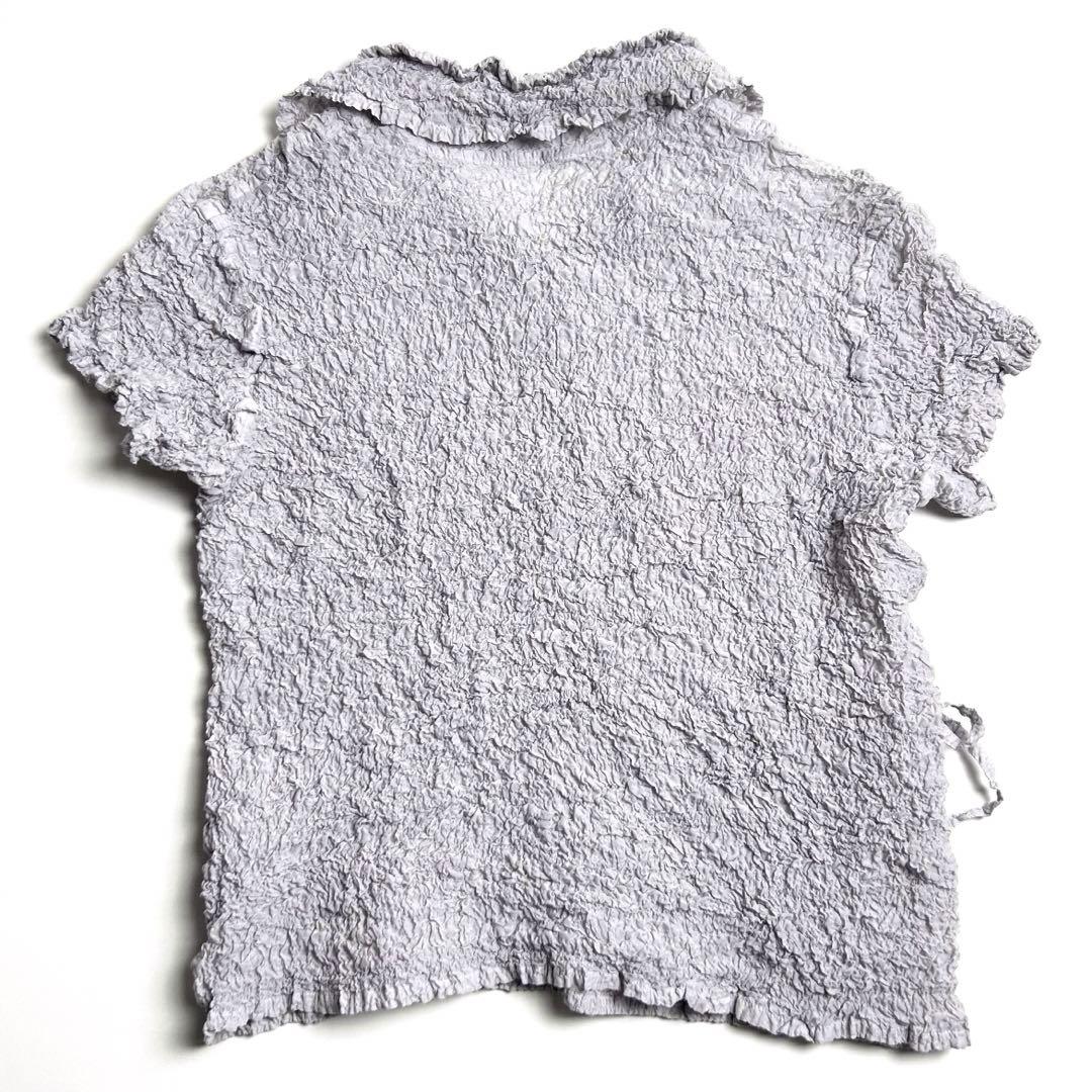 希少♡ミーイッセイミヤケ/me/シワ加工変形半袖ブラウス/カリフラワー/グレー