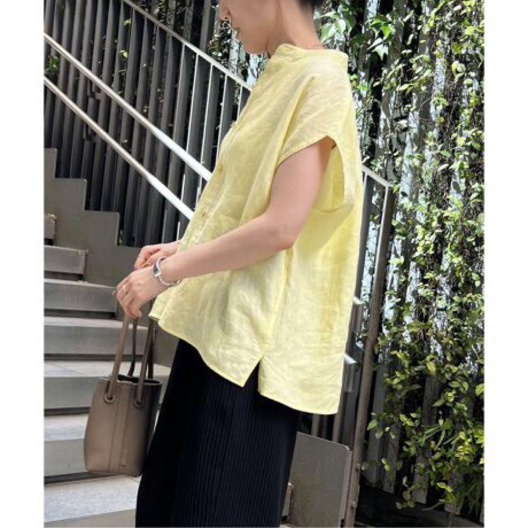 【試着のみ】リネンフレンチシャツ ホワイト 日本製 かぐれ