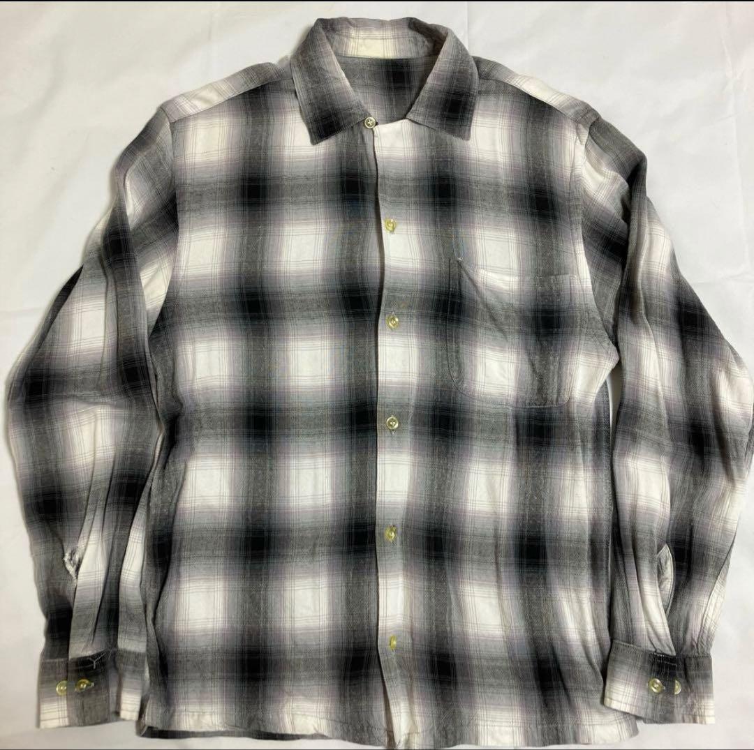 な*の様 タウンクラフト？　60s オンブレ レーヨン　シャツ　白黒