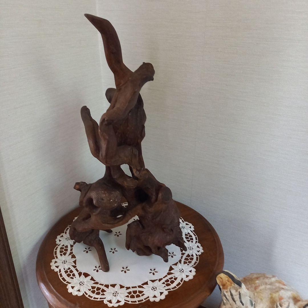 木の根置物　オブジェ　台座付き