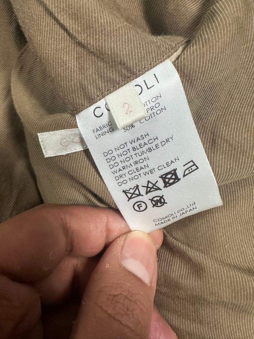 COMOLI 21SS ウォッシュドタイロッケンコート SIZE 2