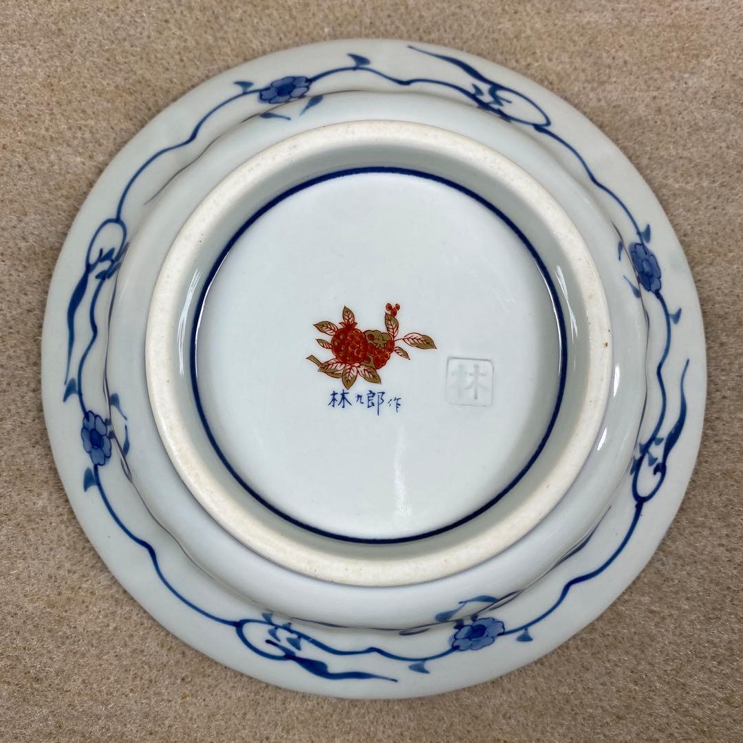 林九郎 錦 菊割内外 金彩 松竹梅 中鉢 5枚セット