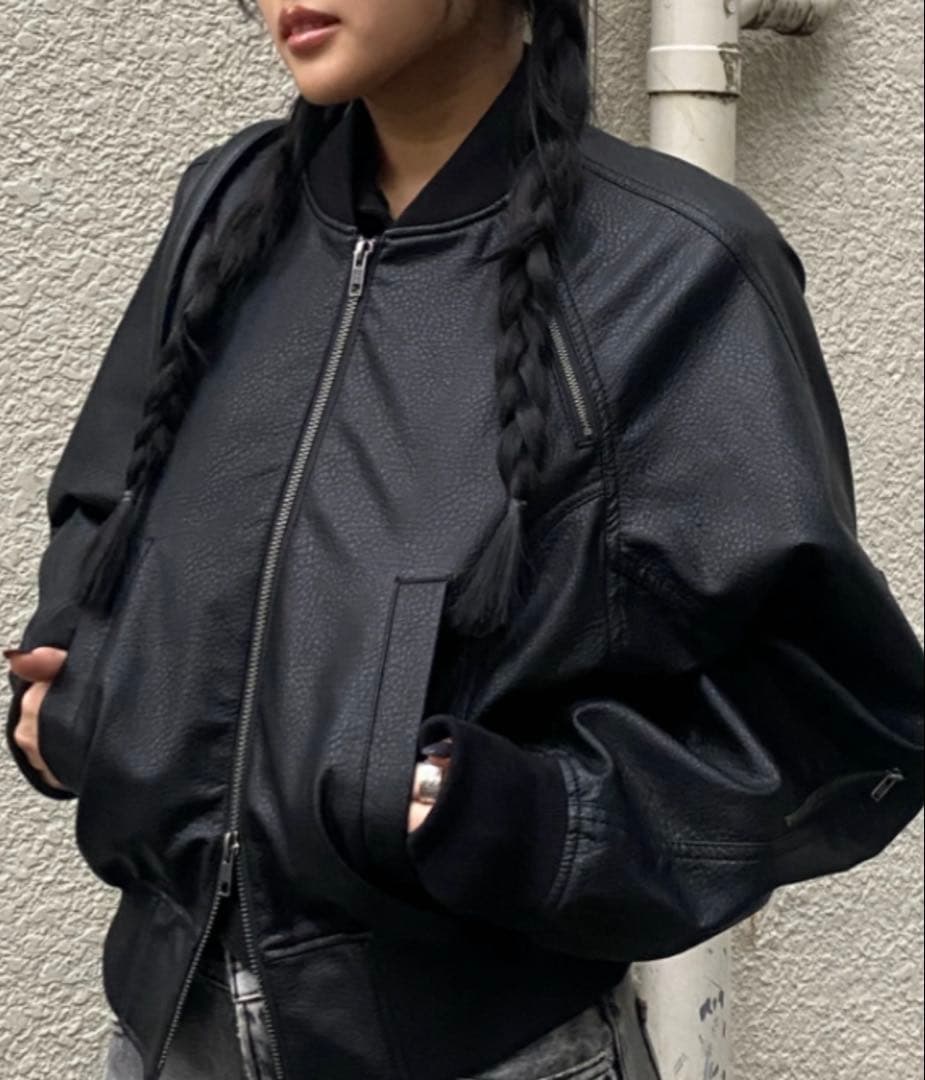 LAGUAGEM CROPPED FAUX LEATHER ブルゾン