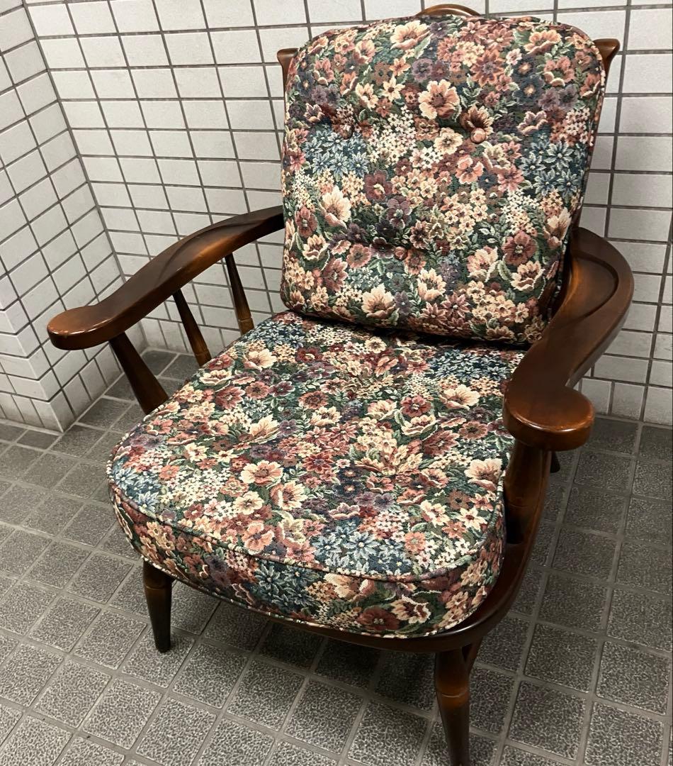ヴィンテージ 飛騨家具 飛騨産業 乗鞍 リビングチェア 両肘付き キツツキ　単品