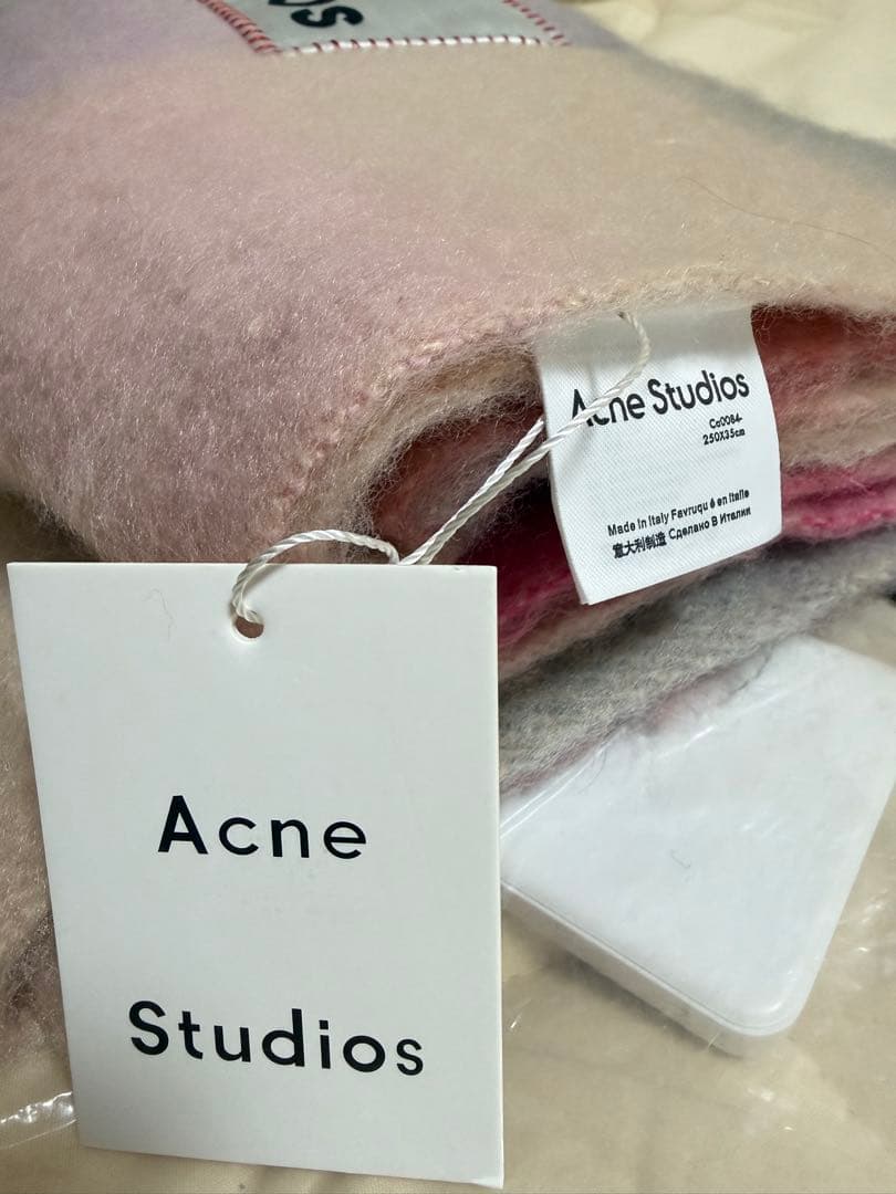 Acne Studios モヘア混 グラデーション チェック マフラー