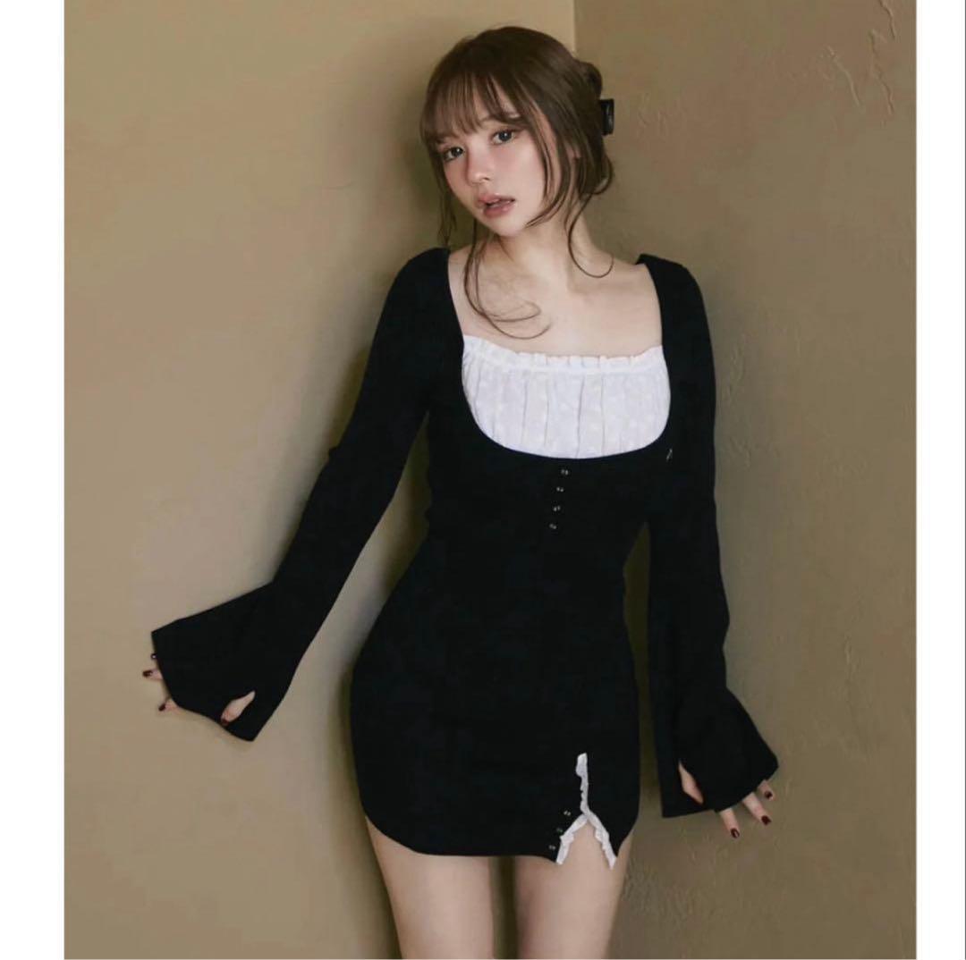 ワンピース andmary Poppy lace mini dress black