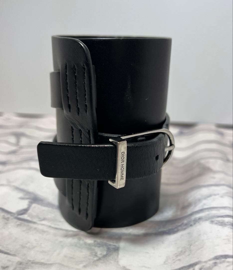 美品✨Dior homme ディオールオム　レザーブレスレット バングル 黒