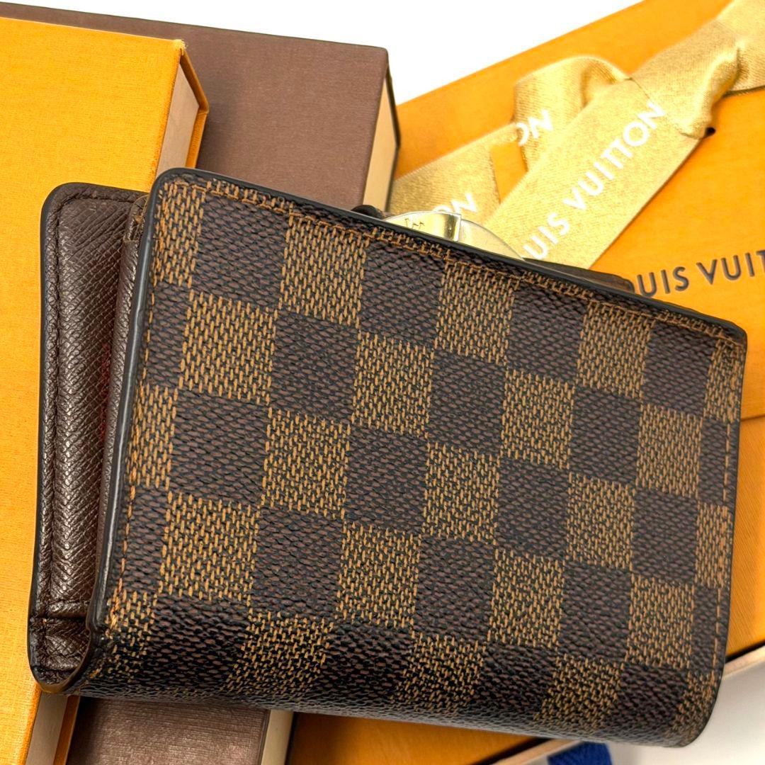 良品 ルイヴィトン ダミエ エベヌ ポルトフォイユ ヴィエノワ 財布 がま口