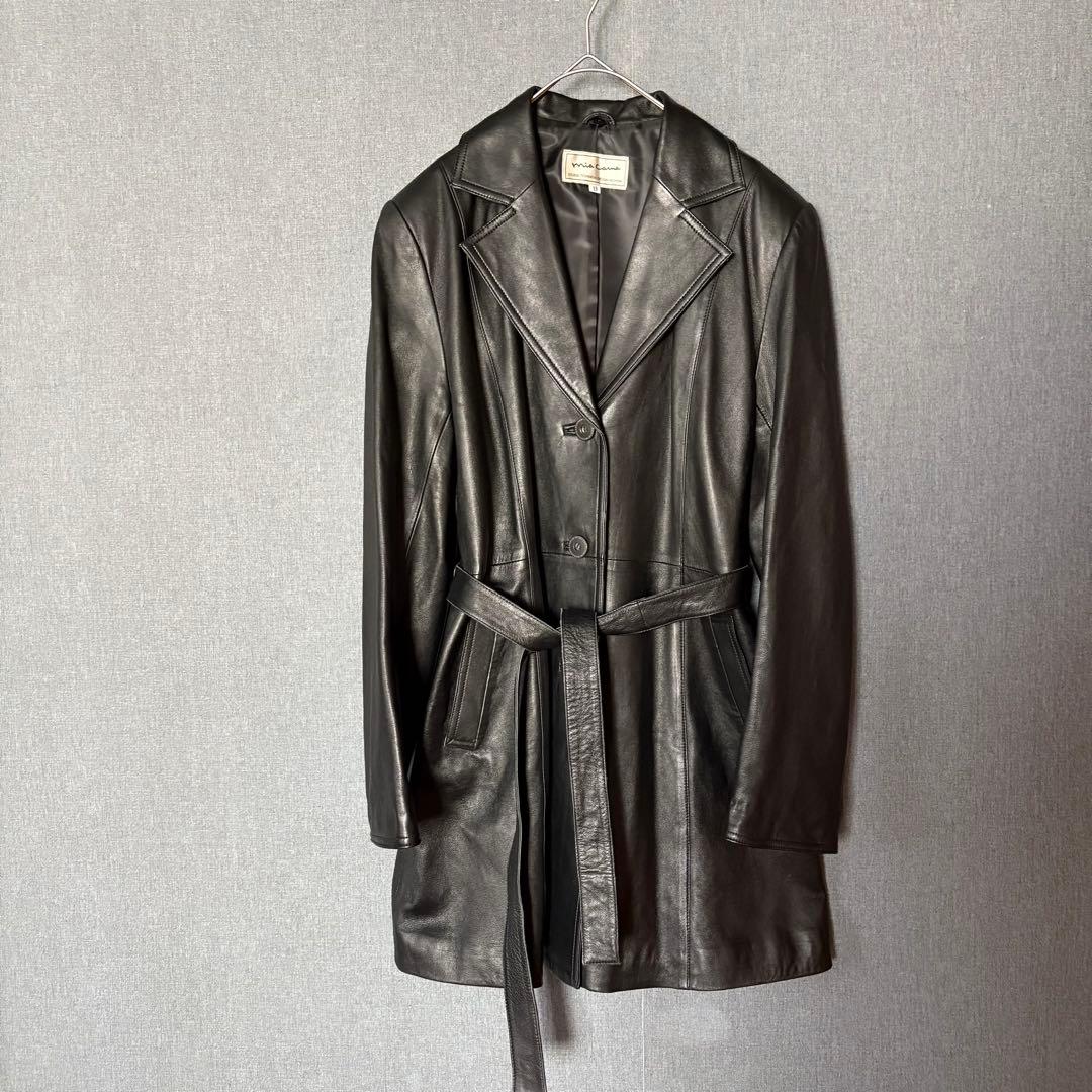 ブラックラムレザー フォックスファー付きジャケット