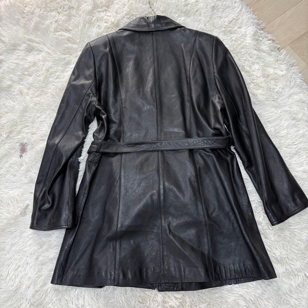 ブラックラムレザー フォックスファー付きジャケット