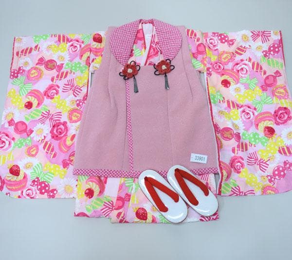 七五三 三歳 女児 被布 着物 フルセット 松田聖子 ピンク お仕立て無料